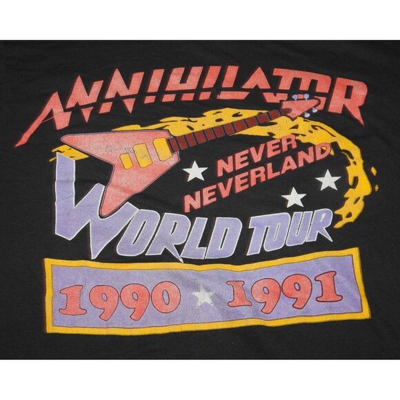 Vintage 1990 1991 Annihilator Never Neverland World Tour T-Shirt Large - Picture 5 of 9
